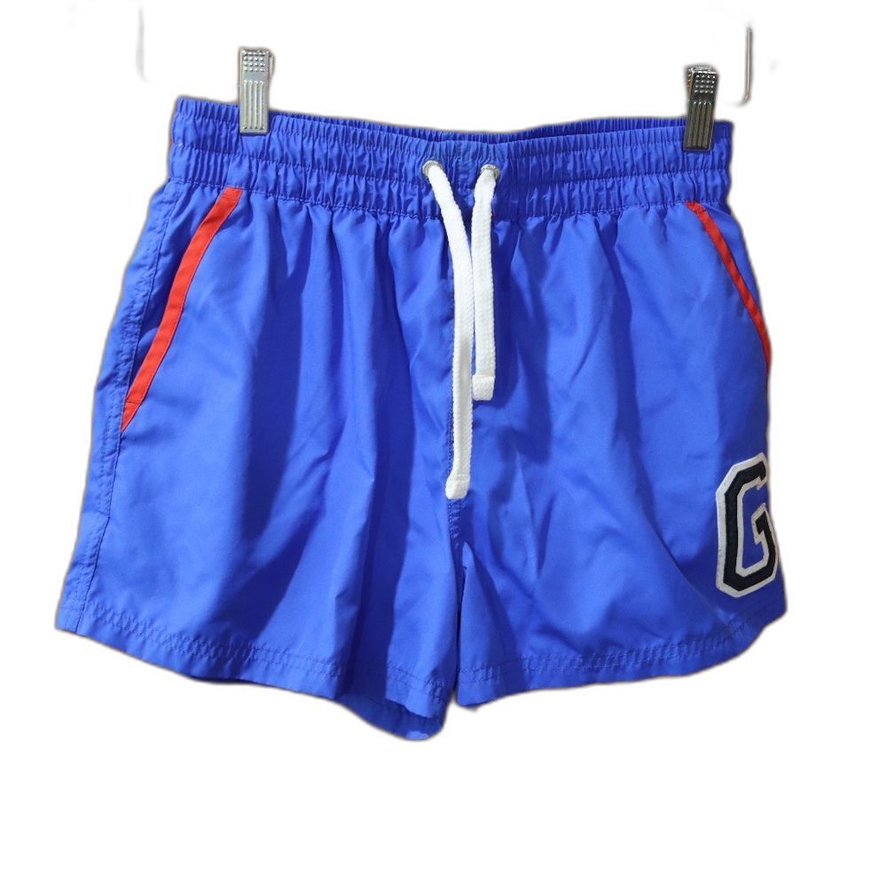Zara Man Blue Swim Trunks with Red Accents Vacation Beach Short Medium